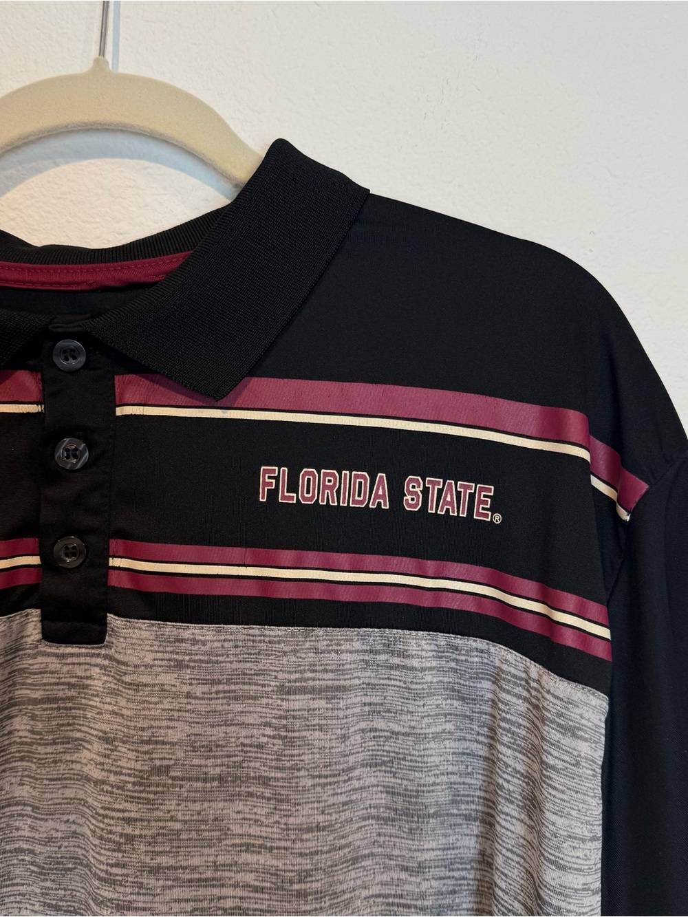 Florida State Seminoles Colosseum Charcoal Maroon Spell Out Polo Men’s Sz XXL